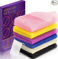 6 Pieces African Net Sponge Authentic Exfoliating Washcloth, Quick-Drying African Exfoliating Net for Smooth, Glowing Skin & Full Body Scrubbing(Yellow Pink Purple Black Blue White)