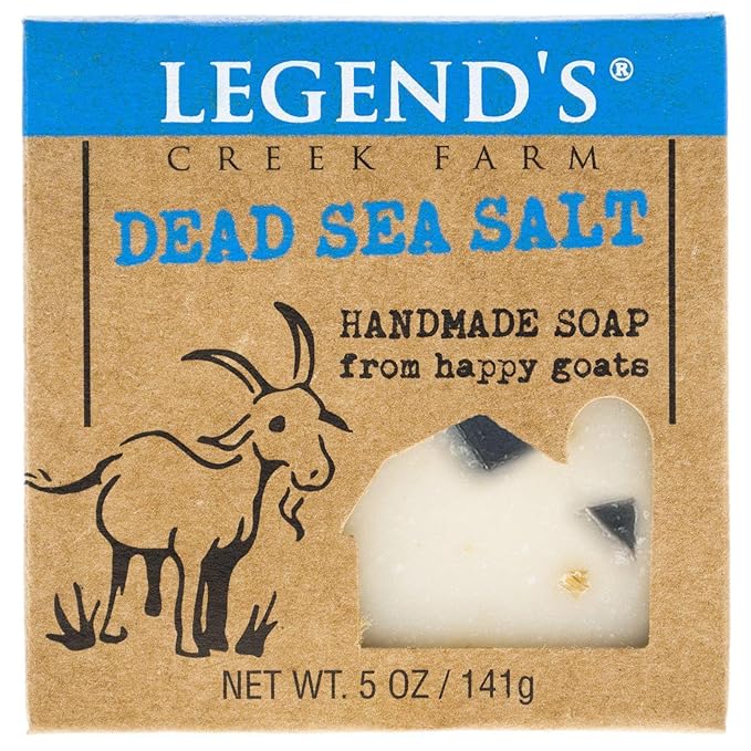 Legend's Creek Farm Goat Milk Soap - Cleansing Moisturizing Bar for Hands and Body - 5 Oz Creamy Lather, Nourishing, Gentle Natural Soap for Sensitive Skin (Dead Sea Salt, Pack of 2)