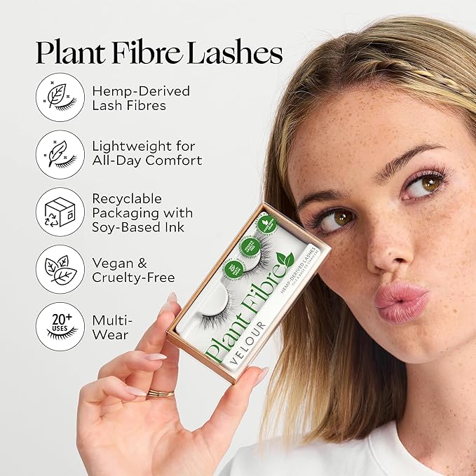 Velour Plant Fibre Eyelashes, Luxurious Hemp Derived False Lashes, Lightweight, Reusable, Handmade Fake Lash Extensions, Wear up to 25 Times, 100% Vegan, Soft and Comfortable, Wildflower