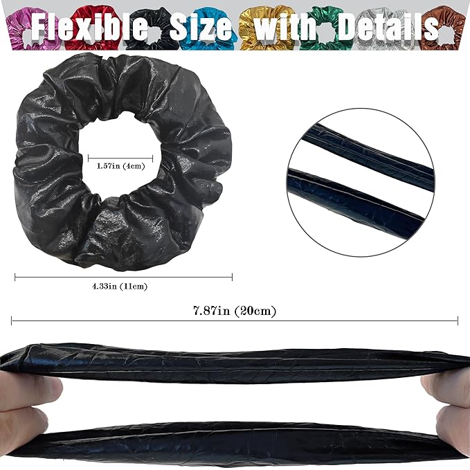 12 Pcs Scrunchies for Women, Shiny Metallic Satin Hair Bands, Bulk Elastic Hair Scrunchie for Thick Hair, Colorful Hair Accessories for Ponytail Holder(Classic Metallic)