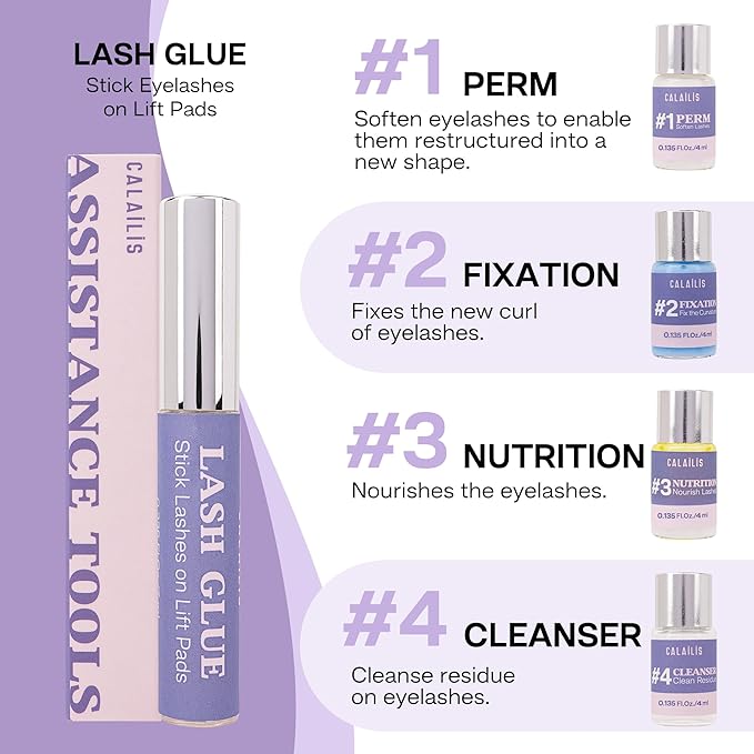 CALAILIS Lash Lift Kit, 2025 Updated Eyelash Lift Kit, Semi-Permanent Eyelash Curling Eyelash Perm Kit Suitable for Salon and DIY at Home Use Lash Perm Kit for Beginner and Professional