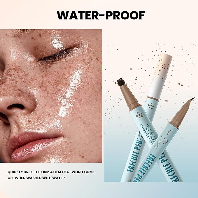 2 Pack Freckle Pen Set – 2-in-1 Dual Ended Microblading Pen & Freckle Stamp, 2 Different Color Combos,Waterproof & 24HR Longwear, Precise 15° Tip for Natural Lifelike Freckle Makeup.