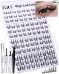 ALICE Anime Lash Clusters Kit Natural Wispy Cluster Eyelash Extension Kit Manga Eyelash Clusters Kit 8mm-14mm Invisible Band Individual Lashes with Bond and Seal DIY at Home