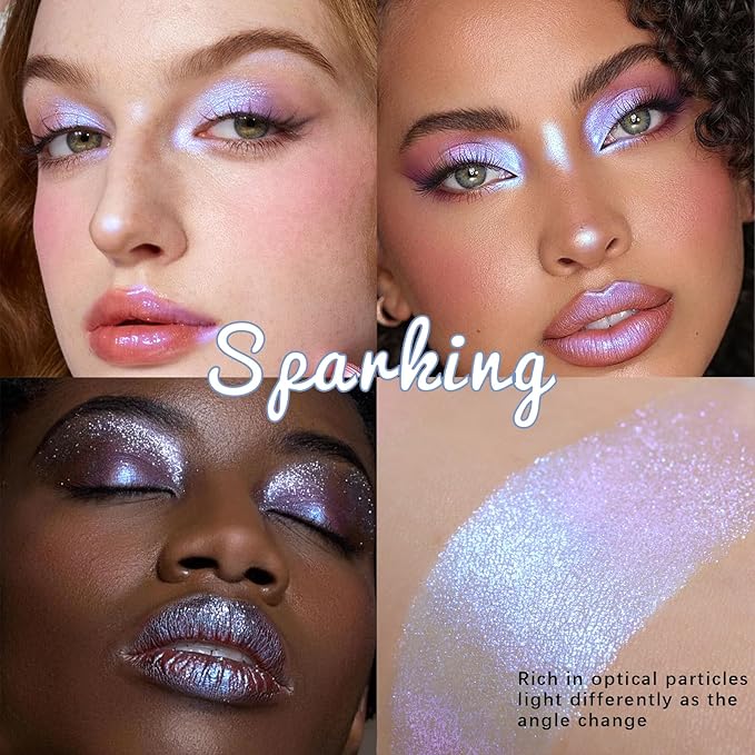 Noerrors Blue Holographic Duochrome Glitter Eyeshadow, Multichrome Rich Color Shimmer Creamy Metallic Eyeshadow, Half Magic Sparkling Iridescent Mermaid Eye Brightener Makeup Palette Rave Accessories