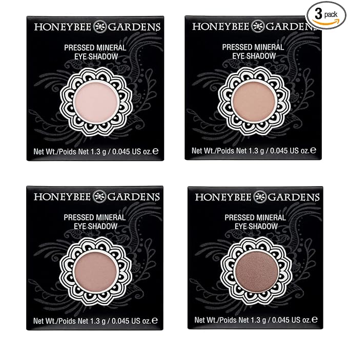 Honeybee Gardens Skinny Dip Eyeshadow Refill Pans, Neutral Nude Pink Beige Shades, Pigmented Powder Eye Shadow, Vegan Talc Free Makeup, 26mm Magnetic Eye Shadow Palette Refills, 4 Pack