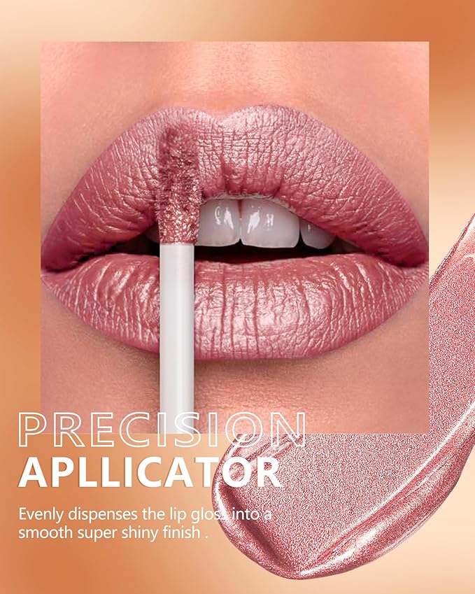 MAKI YIKA Pink Nude Lipstick for Women Metallic Lipsticks for Mother Glitter Long Lasting Lipstick No Smudge No Transfer Liquid Lip Gloss (BR017 Love Fighter)