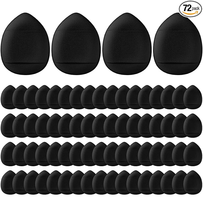 72 Pcs Finger Powder Puff Mini Makeup Sponge Soft Beauty Makeup Blender Puff for Foundation, Face Powder, Under Eye Setting, Concealer, Repair Cream, Cosmetic Tool (Black)