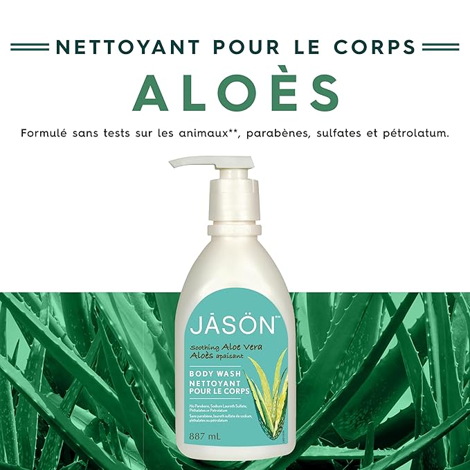 JASON Natural Body Wash & Shower Gel, Soothing Aloe Vera, 30 Oz (Pack of 2)