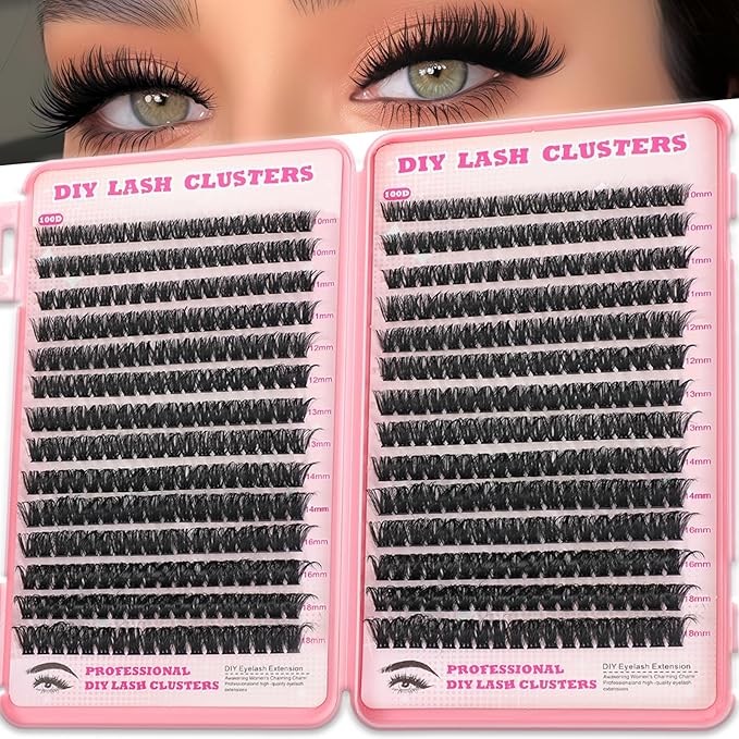 Manga Lash Clusters, 504 Pcs Fluffy Cluster Eyelash Extensions 100D+100D D Curl Individual Wispy False Eyelashes DIY Lash Extension (Volume Lash Clusters 10-18mm)