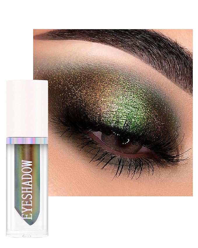 Glitter Liquid Eyeshadow, Chameleon Metallic Long-Lasting Eye Shadow, Holographic Multichrome Shimmer Eyeshadow, Colorful High Pigment Liquid Eye Shadow,Glow in the Dark Party Makeup Gift for Women-03