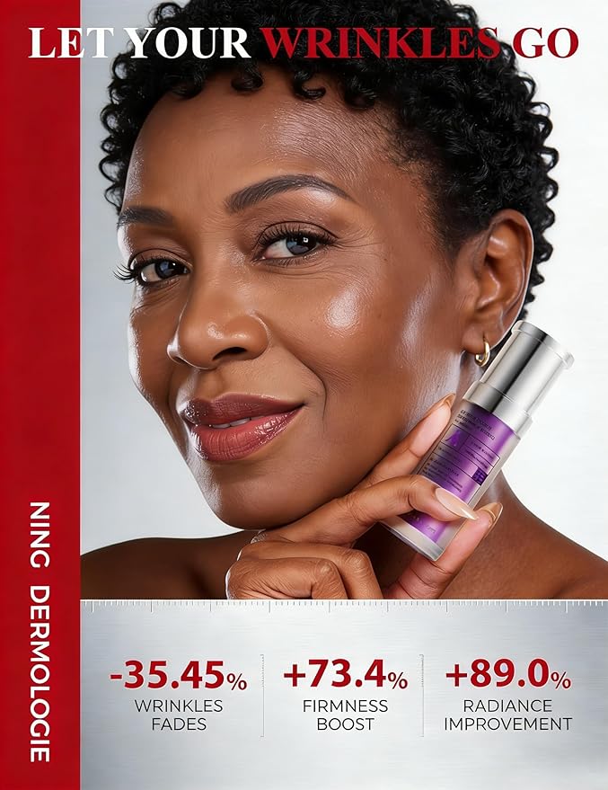 NING DERMOLOGIE Retinol Serum for Face: 300PPM Gentle for Sensitive Skin Beginners - Anti Aging & Wrinkle Peptides Serum I Collagen Booster for Night Firming & Hydrating Korean Skincare, 1.01 fl.oz