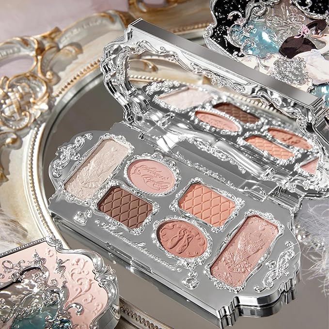 Flower Knows Swan Serenade 11-Piece Makeup Gift Box Set,Includes Makeup Palette,Blush,Highlighter,Lip Gloss,Hand Mirror,Bag Charm,Brush*2,Gift Box,Perfect Anniversary Valentine,Make Up Gift