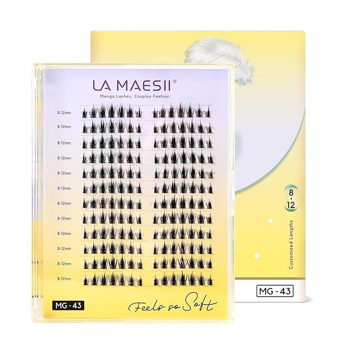 LA MAESII 168Pcs Lash Clusters, Natural Manga Eyelash Clusters, 10-14mm Individual Lashes Eyelash Extension,Large Tray(PL43)