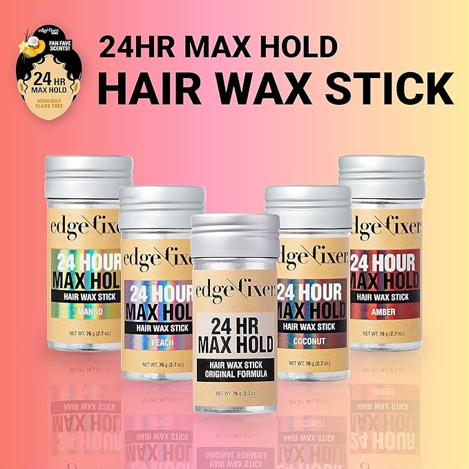 Red by Kiss Hair Wax Stick 24HR Max Hold Edge Fixer Edge Control Pomade Non-Sticky, Non-Oily Flake Free Hair Styling Wax 2.7 oz. (Mango)