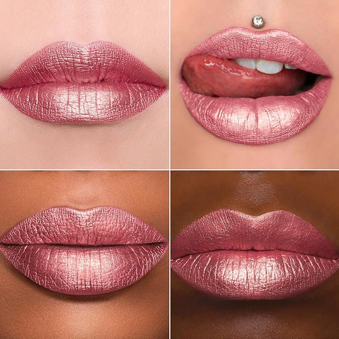 MAKI YIKA Pink Nude Lipstick for Women Metallic Lipsticks for Mother Glitter Long Lasting Lipstick No Smudge No Transfer Liquid Lip Gloss (BR017 Love Fighter)