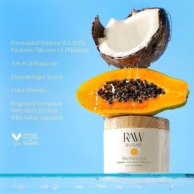 Raw Sugar The Mighty Curl Bundle - Shampoo, Conditioner & Hair Mask, Defines & Nourishes Curls, Formulated without SLS/SLES & Parabens, Color-Friendly, Vegan