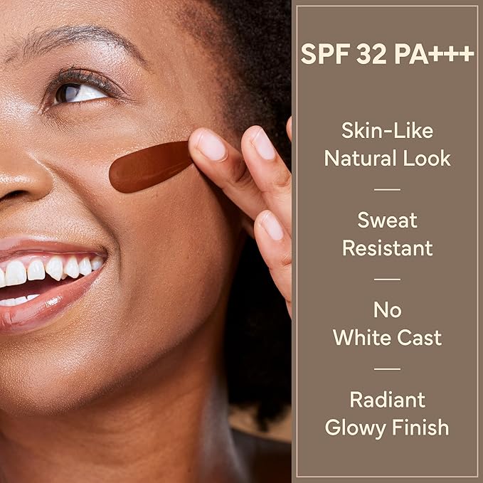 Kiss New York Tinted Moisturizer with SPF 32 PA+++ (Chestnut) 12 Hour Hydrating Sunscreen for Face, No White Cast for Dark Skin Tone, Natural Finish, Medium Coverage With Hyaluronic Acid, Vitamin E