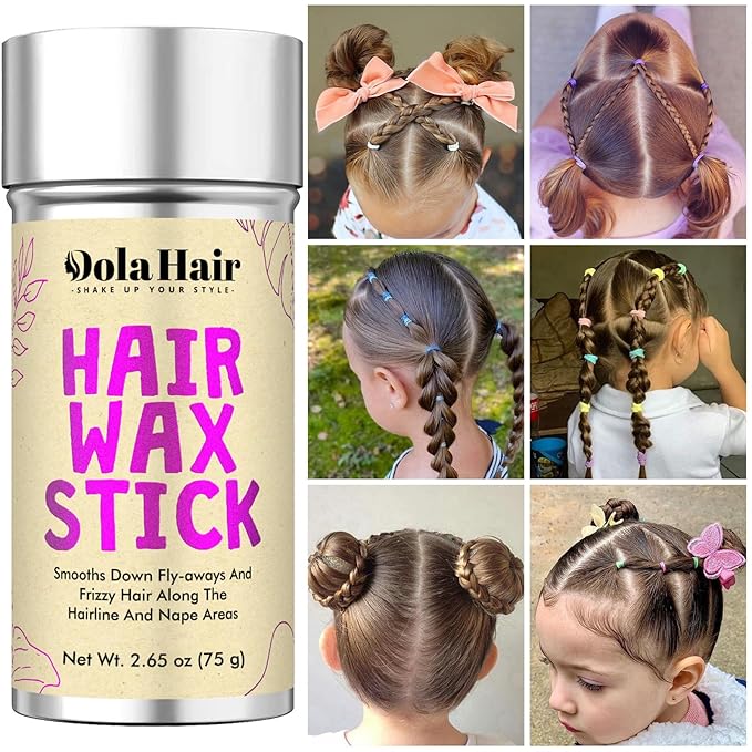 Dolahair Hair Wax Stick & Hair Accessories Accessories -60 Pcs Elastic Hair Ties Flyaway Control Hair Accessories for Baby Girls Infants Toddlers Kids 2 Hair Loop Styling Tools (Colorful)