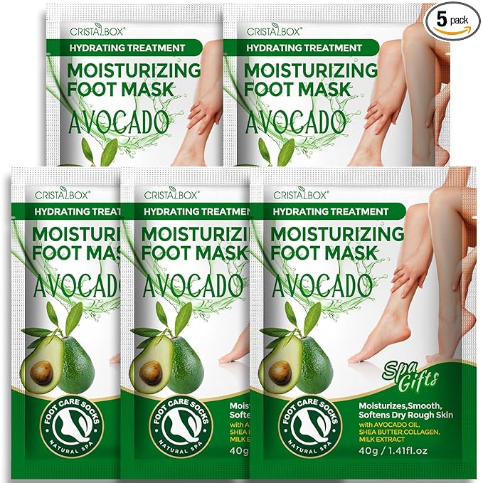5 Pack Moisturizing Foot Mask,Hydrating Foot Masks for Dry Cracked Feet,Moisturizing Socks Dry Skin Moisturizer for Soft and Smooth Touch Feet,Foot Care Spa Gifts for Women Men Mothers Day Gifts