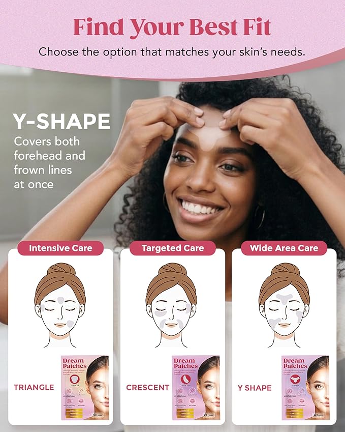 Forehead Wrinkle Patches & Full Forehead Coverage Tape – Anti Wrinkle Facial Patches & Wrinkle Tape Overnight Dream Patches Y-SHAPE 【40 Count】