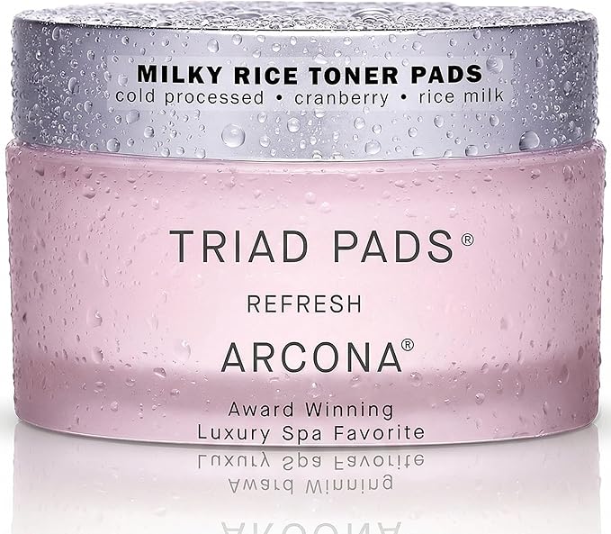 ARCONA Cranberry Triad Milky Toner Pads – Vegan Milky Toner for Face | Brightening & Hydrating Rice Toner for Face | Phyto-Nutrients & Essential Fatty Acids (45 Count)