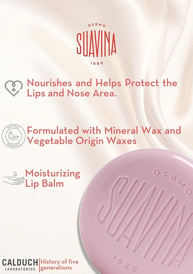 Suavina Strawberry Lip Balm for Extreme Dry Cracked Lips, Intensive Lip Repair Treatment with Natural Oils & Vitamin E, Moisturizing Lip Therapy for Cold & Warm Weather, Dry Lip Repair for Men & Women
