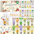 KONEUK 12 Pack Bulk Hand Cream and Lip Balm Set for Women, Mothers Day Gifts, Teacher Appreciation Gifts, Nurse Gifts, Bridal Shower Favors, Wedding Shower Favors and Bulk Gifts for Guests