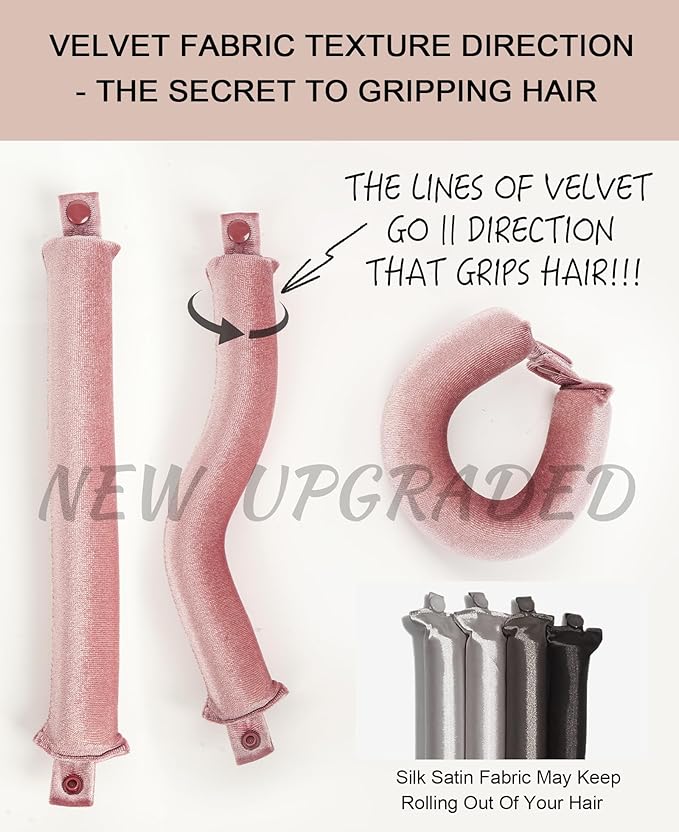 Classic Velvet Heatless Hair Curler Curling Rod Set - Soft Jumbo Large Flexi Rods Hair Rollers Curlers to Sleep In for Women, No Heat Heatless Curls Overnight Rods for Long Hair Volume Look