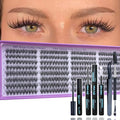 Wispy Lash Clusters Kit, Natural Lash Cluster Eyelash Extensions 320 Pcs C Curl 10-16mm Individual Fluffy False Eyelashes Thin Band DIY Kit for Beginners at Home with Bond Seal Remover Tweezers Brush