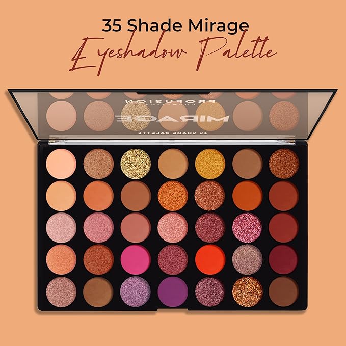 Profusion Cosmetics Mirage 35 Shade Eyeshadow Palette – Ultra-Pigmented Powder in Bright, Vibrant Colors for Stunning Eye Looks, Skin-Friendly, Vegan & Cruelty-Free Makeup