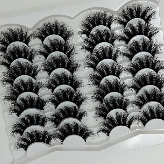 Dramatic Lashes Mink Wispy Thick Fluffy Lashes Pack 3D Big Faux Mink Eyelashes Pack D Curl Long 20mm Strip Fake Eyelashes