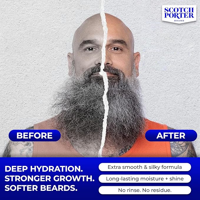 Scotch Porter Restorative Leave-In Beard Conditioner – Deep Conditioning Softener with Lightweight Feel, Reduces Frizz & Provides Long-lasting Hydration & Shine to Dull, Dry, Coarse Beards – 4 oz.