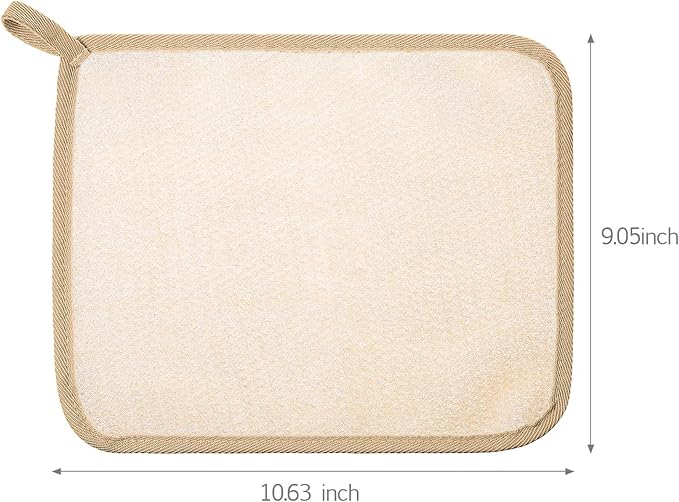 Tatuo 5 Pcs Exfoliating Face and Body Wash Cloths Towel Weave Bath Exfoliating Scrub Massage Bath Cloth for Women and Men, 10.23 x 8.66 Inch(Brown Edge)