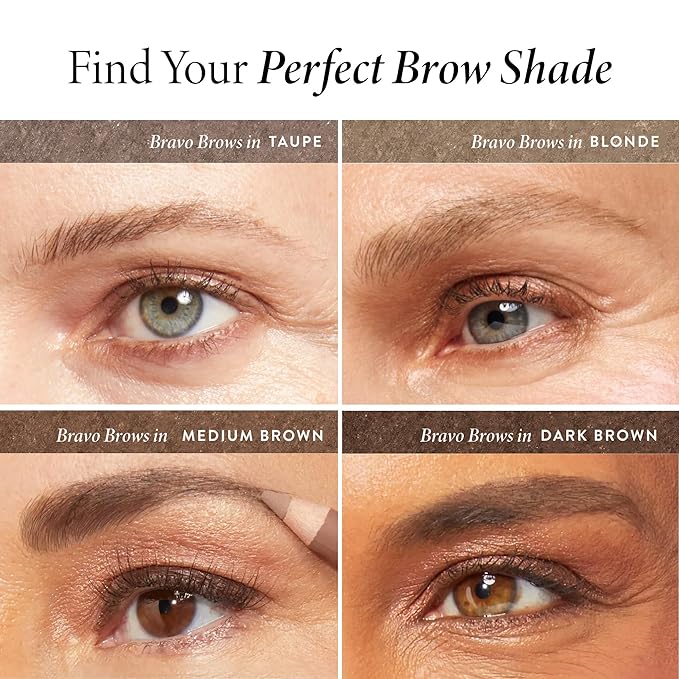 LAURA GELLER Laura’s 3 E’s Eyeliner, Eyelash & Eyebrow Kit for Mature Skin | Medium Brown | Kajal Longwear Eyeliner, Kajal Longwear Mascara & Bravo Brows Soft Pencil + Brush