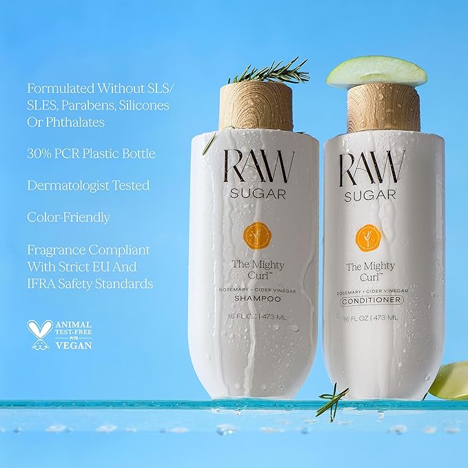 Raw Sugar The Mighty Curl Bundle - Shampoo, Conditioner & Hair Mask, Defines & Nourishes Curls, Formulated without SLS/SLES & Parabens, Color-Friendly, Vegan