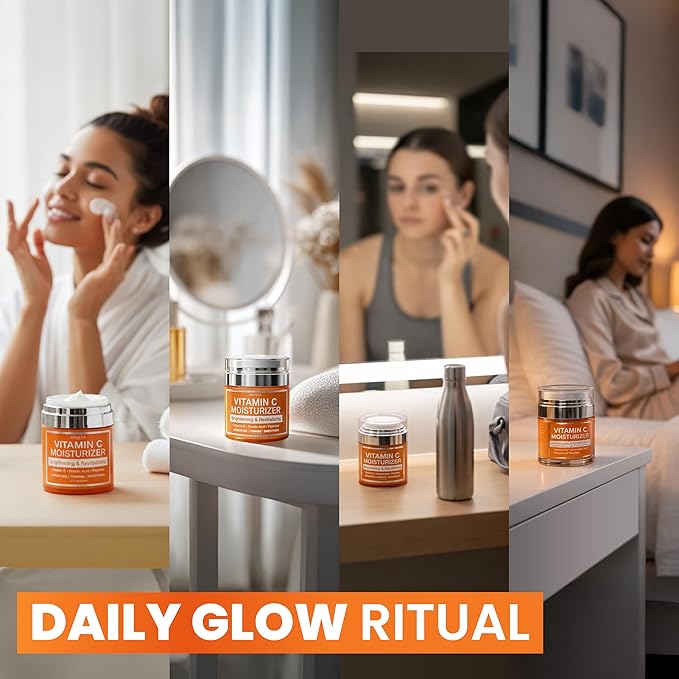 Vitamin C Moisturizer for Face - Vitamin C Cream for Face - Brightening & Anti Aging Cream for Women with Ferulic Acid & Peptides - Evens Skin Tone, Reduces Dark Spots & Fine Lines - All Skin Types