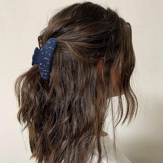 HAIMEIKANG 2 PCs Acrylic Bow Hair Claw Clips for Women - Cute Banana Non-Slip Strong Hold Barrettes Y2K Hair Clips for Thick Thin Hair