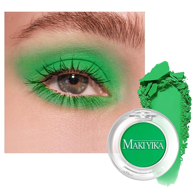 MAKI YIKA Forest Green Matte Single Eye Shadow Palette for Women Pigmented Green Eyeshadow Powder for Brown Eyes Color Stay Long Lasting Waterproof Eye Makeup Palette, #3