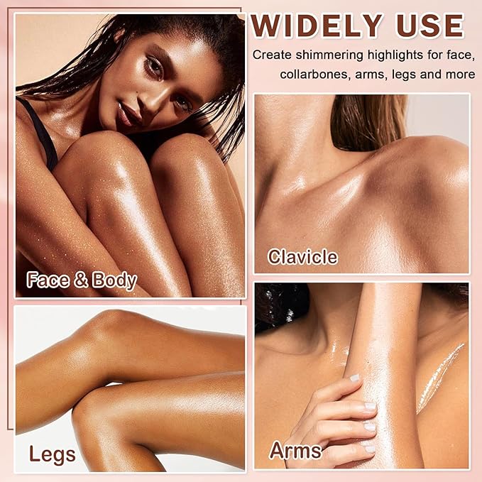 Shimmer Sunscreen,SPF 45 Broad Spectrum,Body Shimmer Oil with Gold Mica,Moisturizing Coconut,Water Resistant Body Glow Oil,Glowing Results,3.72 fl oz,AMBER