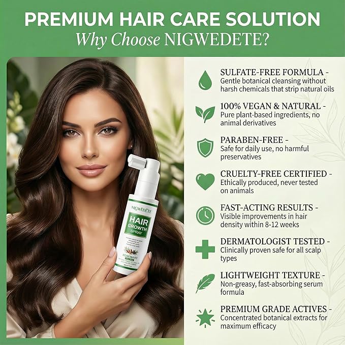 Rosemary and Rice Water Spray for Hair Growth with Biotin & Caffeine - Strengthening Scalp Treatment for Thinning Hair, Dryness & Itch Relief - Vegan & Non-Greasy Hair Spray, 2fl.oz/60ml