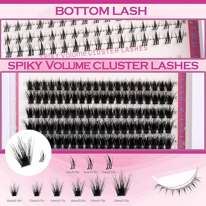 YIDUO 3 style Lashes Clusters Kit with Bottom Lash Cat-Eye Wispy Individual Faux Mink Fake Eyelashes, Volume Studio Effect, 498Pcs DIY False Eyelash Extensions with Bond and Seal|Removers|Tweezers