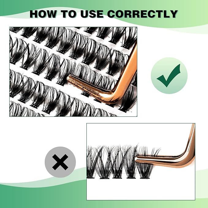 KEYYOU Lash Clusters 300pcs Individual Lashes, 40D 0.07D Curl 15mm DIY Eyelash Extension, Soft & Natural Volume Cluster Lashes with Large Tray