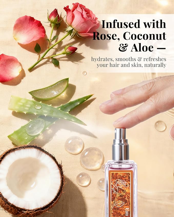 EJW Tobacco Rose Body Spray for Women | Warm Floral Hair Perfume & Body Mist, Alcohol-Free Long-Lasting Fragrance with Aloe & Collagen, 1.01 fl oz (Tobacco Rose)