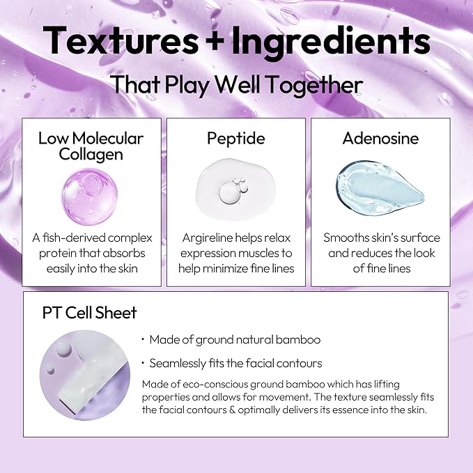 LAPCOS Collagen Sheet Mask - Firming & Age-Defying Face Masks with Collagen Peptides - Minimizes Fine Lines & Restores Skin Elasticity - Highly Breathable PT Cell Sheet - Korean Skin Care (Pack of 5)