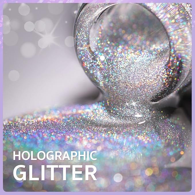 GAOY Cat Eye Gel Nail Polish, Glitter Holographic Nail Polish with Magnet, 16ml Reflective Translucent UV Gel, 1394 Silver Rainbow