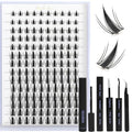 Lash Clusters Kit: Eyelash Clusters Individual Lash Extension Kit 480 Pcs D Curl Fluffy Wispy False Eyelashes Extensions Thin Band with Bond Seal Tweezers Brush (40D+50D-SMY11&Kit, Lash clusters)