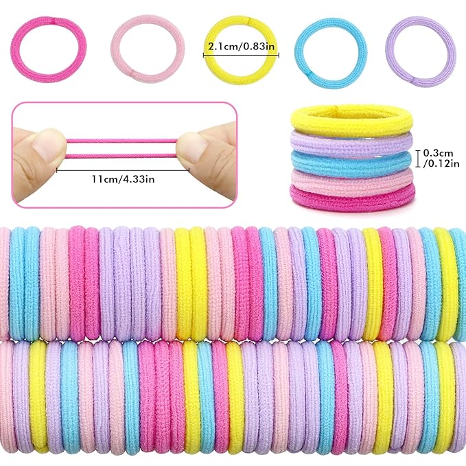 Dolahair Hair Wax Stick & Hair Accessories Accessories -60 Pcs Elastic Hair Ties Flyaway Control Hair Accessories for Baby Girls Infants Toddlers Kids 2 Hair Loop Styling Tools (Colorful)
