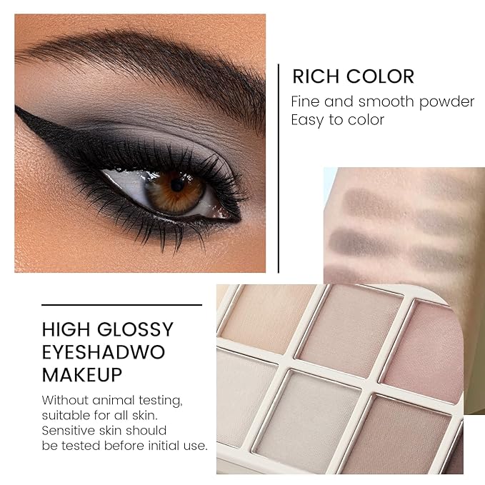KYDA 10 Colors Smokey Grey Eyeshadow Palette, Neutral Grey Smokey Eyes Palette, Taupe Brown Eye Shadow Makeup, Ultra-Blendable Pigment, Long Lasting Matte Eyeshadow for Women