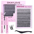 OKAYLOVE Natural Lash Clusters Kit, Flora Luxe 8-18mm DIY Wispy Cluster Eyelash Extensions Kit, 132pcs CC Curl Black Cotton Band Individual Lashes with Lashes Bond and Seal, Remover, Lash Tweezers