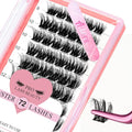 72 Pcs Individual Cluster Lashes 3D Effect DIY Lash Extension 8-16mm Eyelash Clusters Volume Wispy Lashes Super Thin Band Reusable Soft & Comfortable(Adore-3D Fluffy,D-8-16mix)